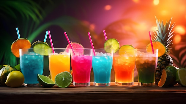 Tropical cocktail background with refreshing drinks created by ai