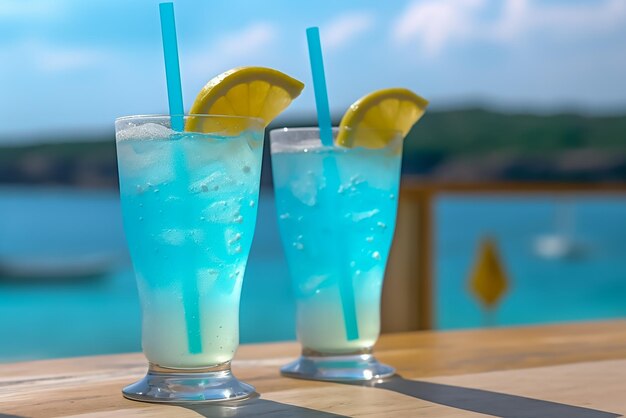 Tropical cocktail drinks on the beach