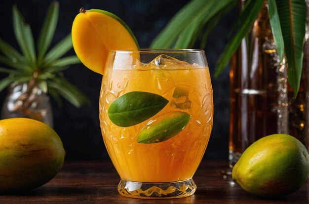 A tropical cocktail made with mango juice and rum