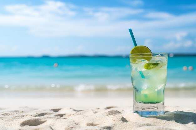 Tropical cocktail served on beach