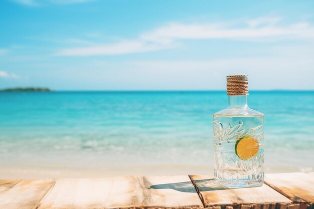 Tropical cocktail served on beach