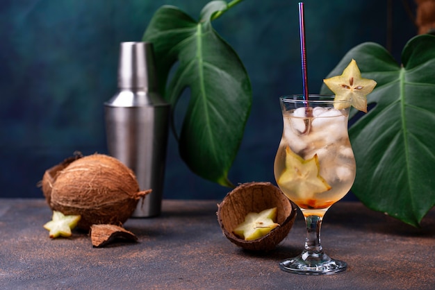 Tropical cocktail with carambola