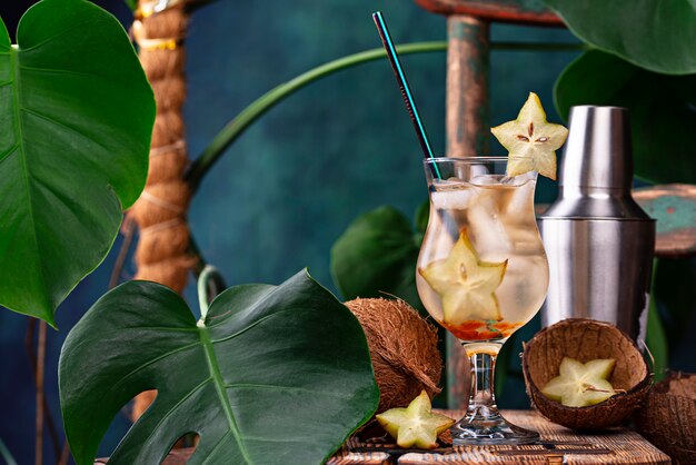 Tropical cocktail with carambola