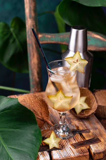 Tropical cocktail with carambola