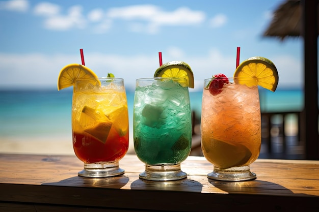 Tropical cocktails at beach