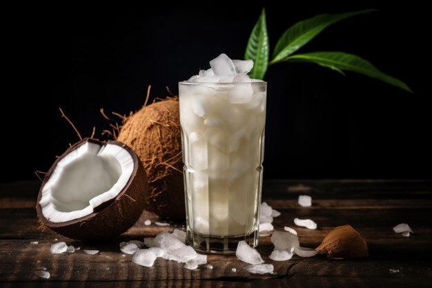 Tropical Coconut iced drink Summer milk Generate Ai