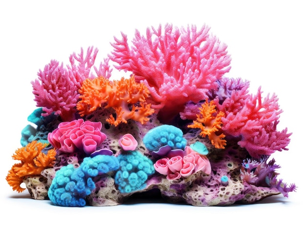 흰색 배경에 고립 된 열 대 다채로운 산호 전문 사진