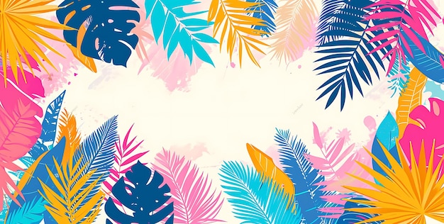 Tropical Colorful Summer beach vibes background AIGenerated