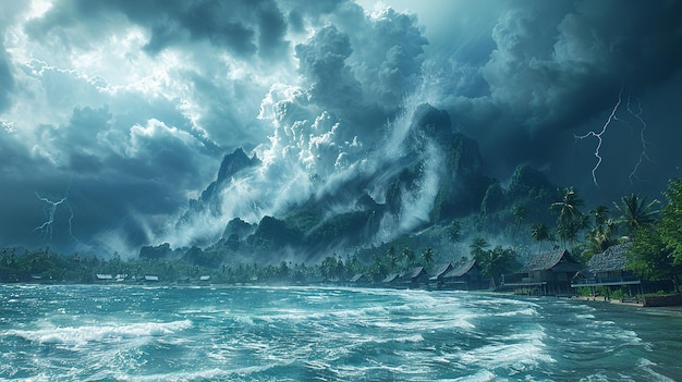 Photo tropical cyclone approaching a coastal wallpaper