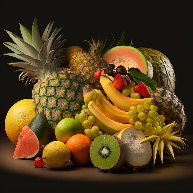 Tropical Delicious Fruits Collection heeft een levendige kleur gegenereerd door AI