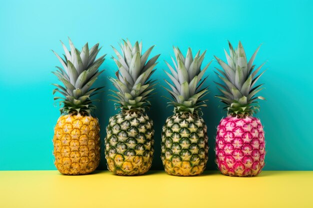 Tropical delight fresh pineapples pop on vibrant background