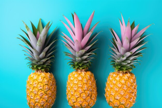 Tropical delight fresh pineapples pop on vibrant background