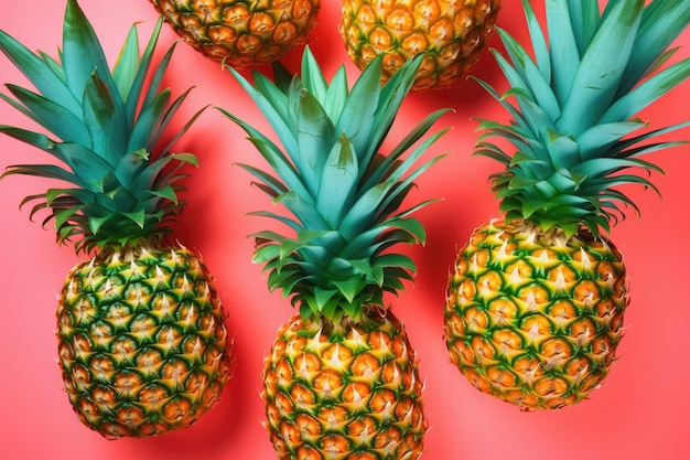 Tropical Delight Fresh Pineapples Pop on Vibrant Background