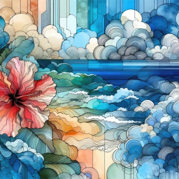 Tropical Dreamscape Summer theme background with Generative AI