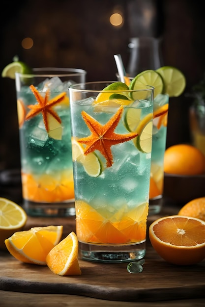 Тропический напиток с соком, созданный Ai