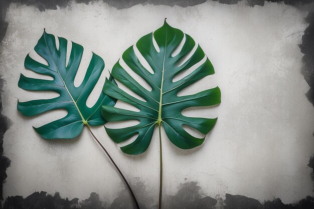 Tropical Elegance Abstract Leaf on Grunge Wall Background