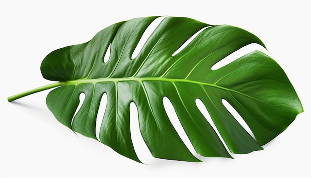 Tropical Elegance Side View of Isolated Monstera Leaf Elevation