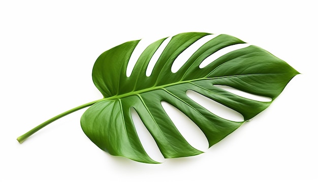 Tropical Elegance Side View of Isolated Monstera Leaf Elevation