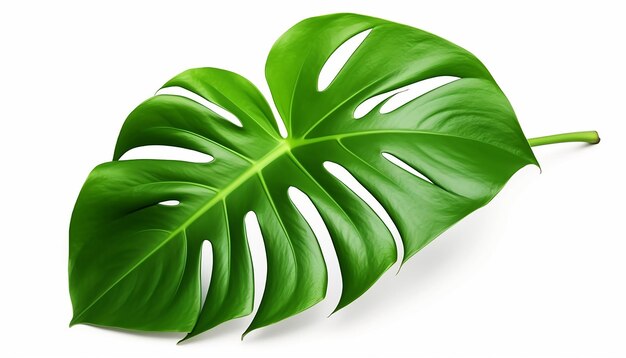 Tropical Elegance Side View of Isolated Monstera Leaf Elevation