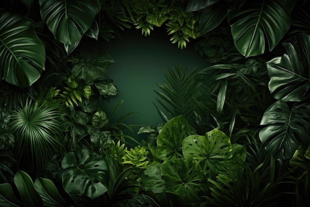 Tropical exotic leaves background Natural template for product advertisement