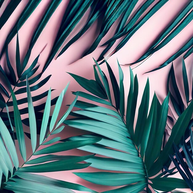 Tropical exotic palm leaves background Aesthetic minimal floral composition