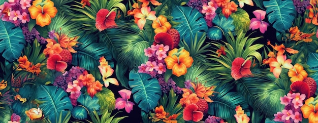 写真 熱帯のエキゾチックなパターン 鮮やかな色の動物と花と 茂った植生