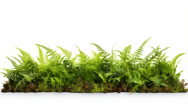 Tropical Fern Field Isolated Fine Detail White Background