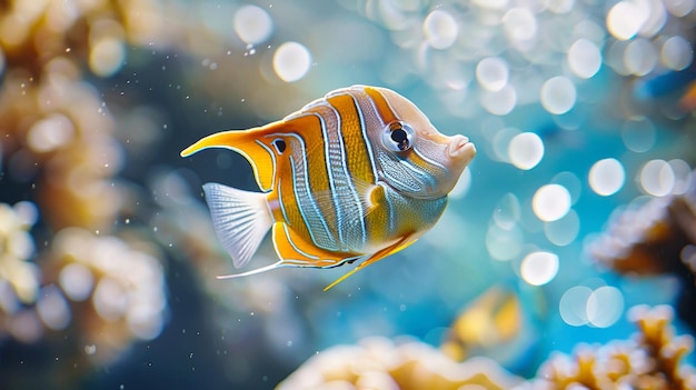 Tropical Fish Swimming in Coral Reef