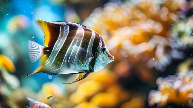 Tropical Fish Swimming in Coral Reef