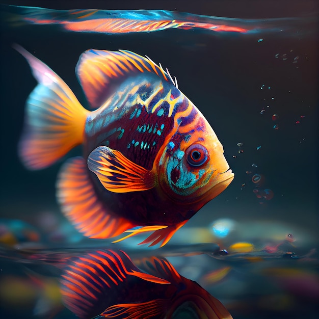 Tropical fish Underwater world 3d illustration