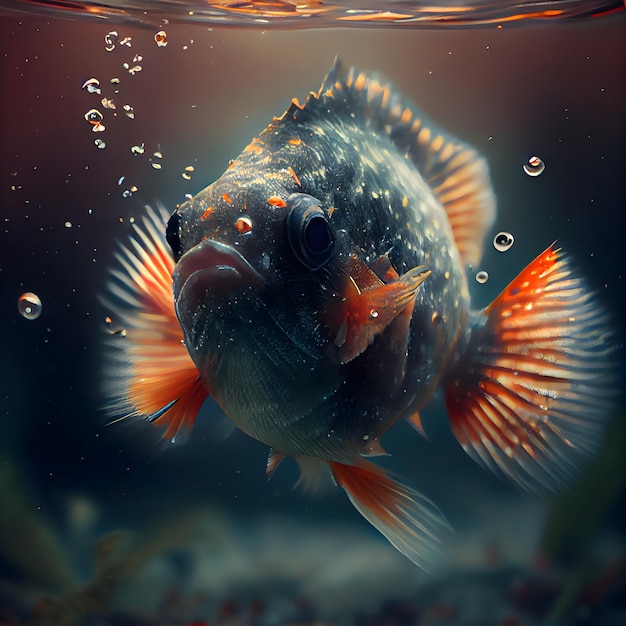 Tropical fish in water Underwater world 3d rendering