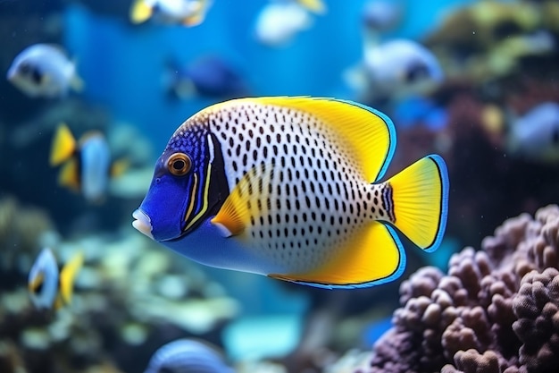 Tropical fishes at coral reef area