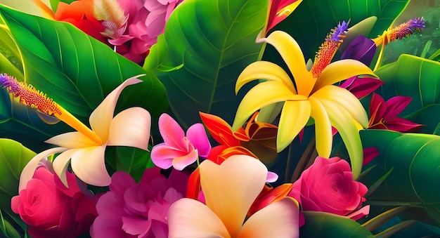 tropical flower bouquet background