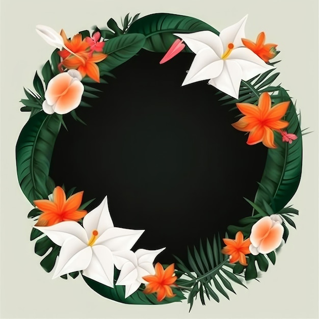 Tropical flower frame Illustration AI GenerativexA