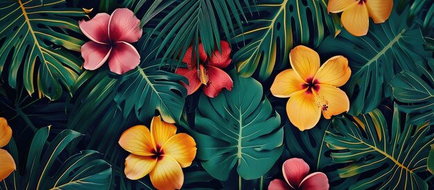 Tropical flower pattern on shirt background