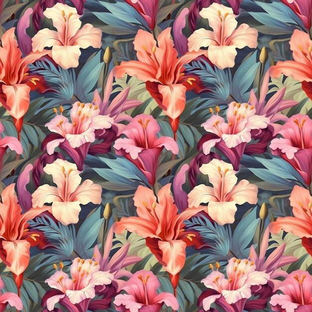 Tropical Flower Seamless Pattern Print