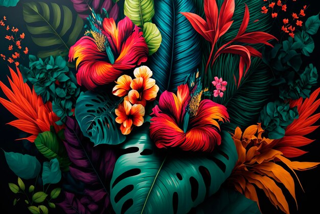 Tropical flowers background or wallpaper