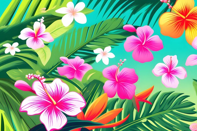 Photo tropical flowers background