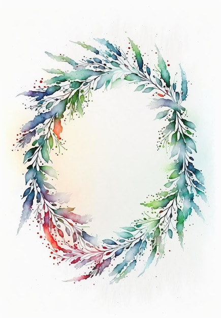 Tropical flowers wreath artistic leaves Leaves minimalistic invitation invitation AI generative