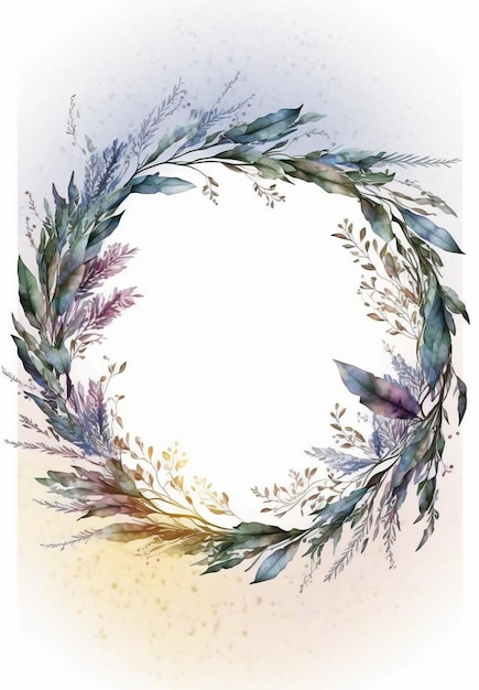 Tropical flowers wreath artistic leaves Leaves minimalistic invitation invitation AI generative