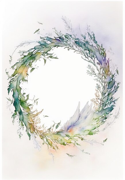 Tropical flowers wreath artistic leaves Leaves minimalistic invitation invitation AI generative