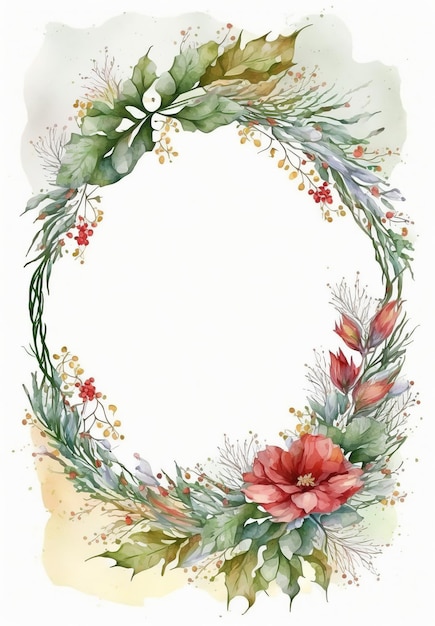 Tropical flowers wreath artistic leaves Leaves minimalistic invitation invitation AI generative