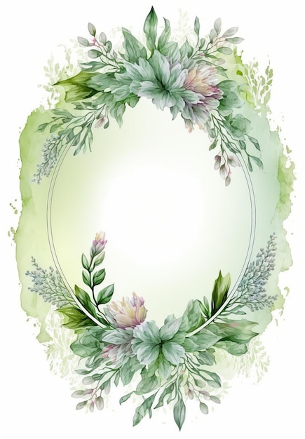 熱帯の花の花輪の芸術的な葉 葉 ミニマルな招待状 招待状 AIジェネレーティブ