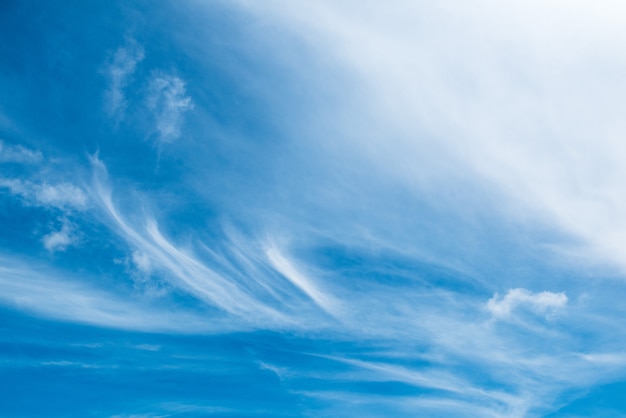 Foto soffici nuvole tropicali sullo sfondo del cielo blu