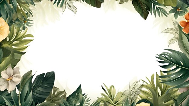 Photo tropical foliage design frame background for nature style