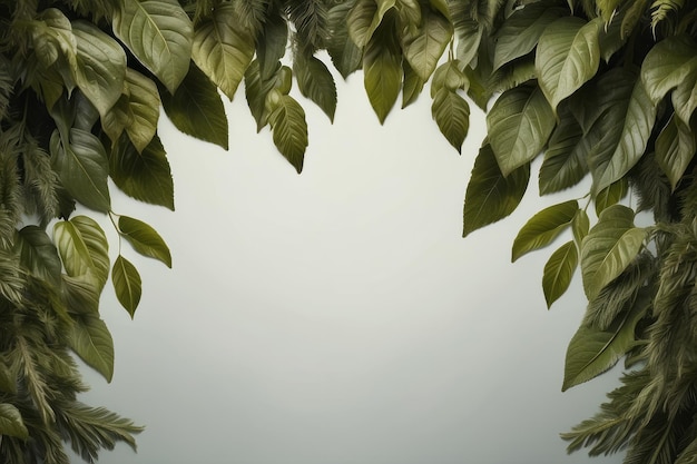 Photo tropical forest leaf frame background