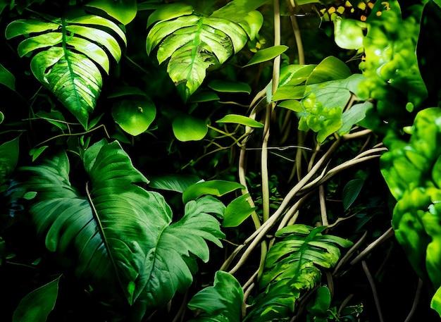 tropical forest leaves background