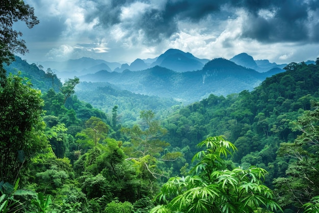 Tropical forest and mountain scenery in Thailand for outdoor travel