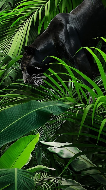 Photo tropical forest with panther black panther