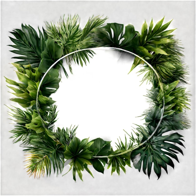 Foto cornice tropicale con foglie di palma verdi rami di piante tropicali isolati su uno sfondo trasparente